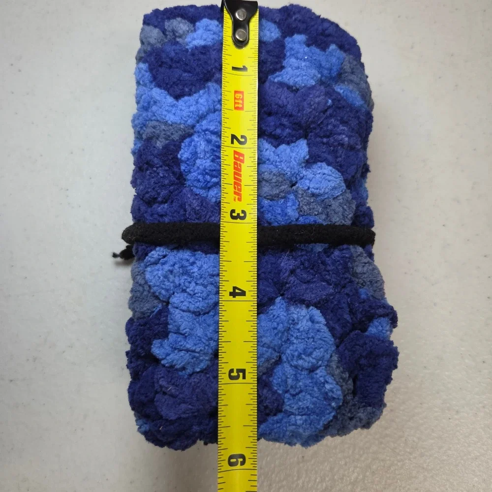 Mollys Trading Post Youth Fingerless Gloves Blue Crochet Chenille Soft Yarn